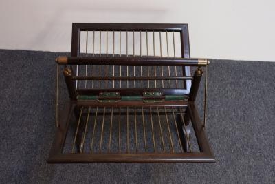Cesare Lacca Vintage Italian Mahogany and Brass Collapsible Magazine Rack by Cesare Lacca