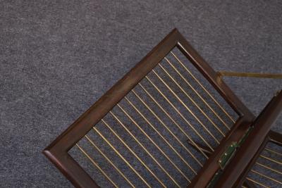Cesare Lacca Vintage Italian Mahogany and Brass Collapsible Magazine Rack by Cesare Lacca