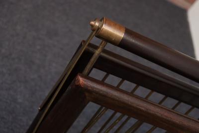 Cesare Lacca Vintage Italian Mahogany and Brass Collapsible Magazine Rack by Cesare Lacca