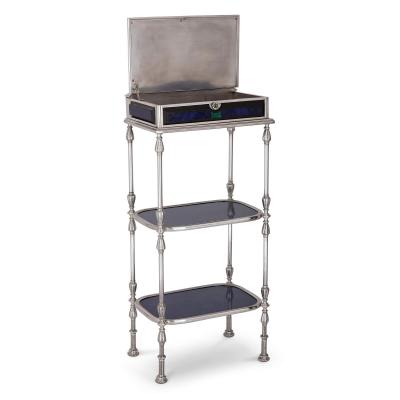 Cesare Roccheggiani Lapis lazuli malachite and silvered bronze tag re jewellery case table