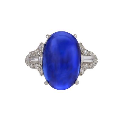 Ceylon No Heat Sapphire and Diamond Ring