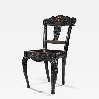 Ceylonese 19th Century Carved Ebony Side Chair