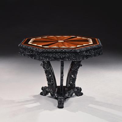 Ceylonese 19th Century Ebony and Specimen Wood Centre Table