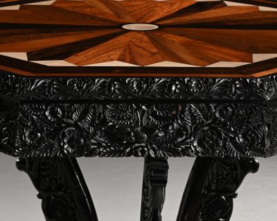 Ceylonese 19th Century Ebony and Specimen Wood Centre Table