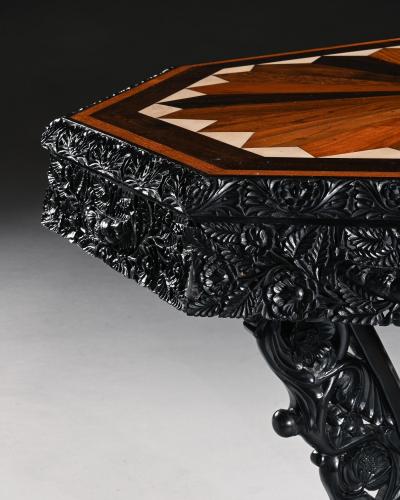 Ceylonese 19th Century Ebony and Specimen Wood Centre Table