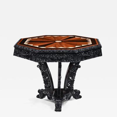 Ceylonese 19th Century Ebony and Specimen Wood Centre Table