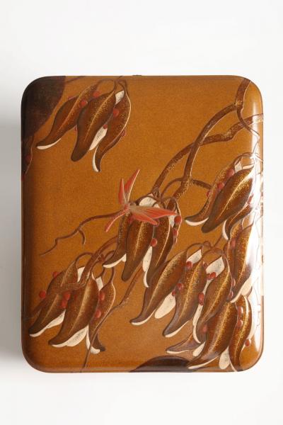 Ch h Narahara Accessory Box with Design of Gentians and Dragonfly 1950s