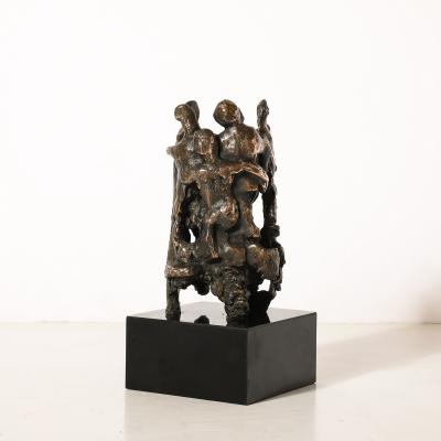 Chaim Gross Mid Century Original Bronze Sculpture Figures in Hora Dance Signed Chaim Gross