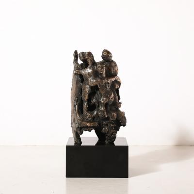 Chaim Gross Mid Century Original Bronze Sculpture Figures in Hora Dance Signed Chaim Gross