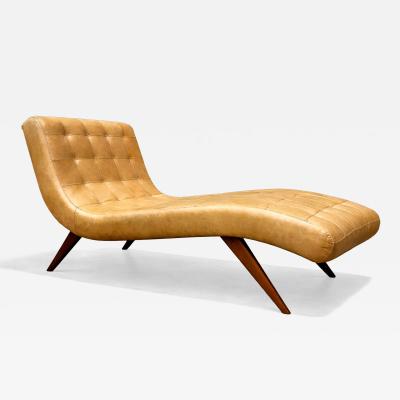 Chaise lounge in Hardwood and Faux Leather Unknown 1960s