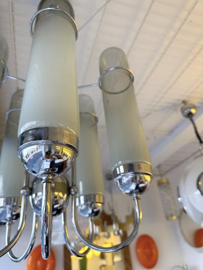 Chandelier Murano Glass Tubes and Metal Chrome Italy 1970s