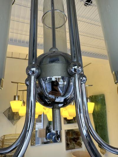 Chandelier Murano Glass Tubes and Metal Chrome Italy 1970s