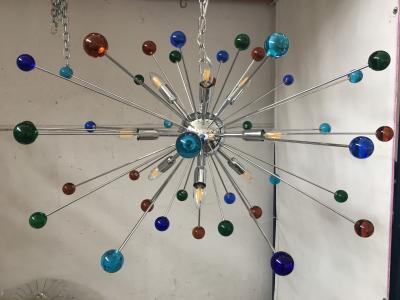 Chandelier murano glass sputnik blue italian handmade