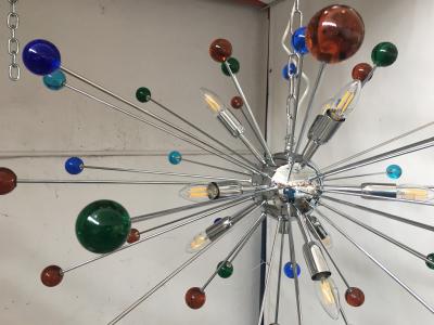Chandelier murano glass sputnik blue italian handmade
