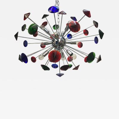 Chandelier murano glass sputnik multicolors italian handmade