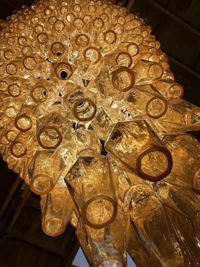 Chandelier with poliedri glasses Italy 1960