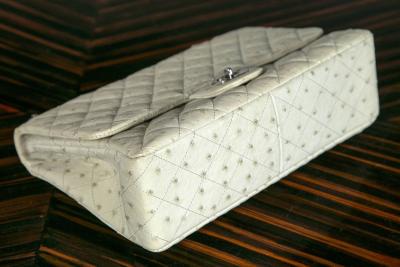 Chanel Beige Ostrich Jumbo Classic Pristine