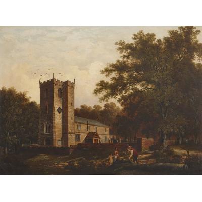 Chapel in the Woods oil on canvas painting by English School