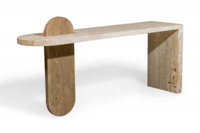 Chapter Studio Contemporary Middle Eastern Marble and Travertine Console