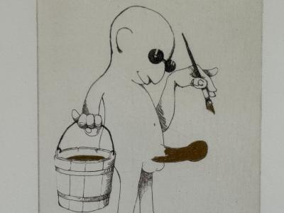 Charles Bragg Two Etchings Nasty Series Signed and Stamped American 20th c 