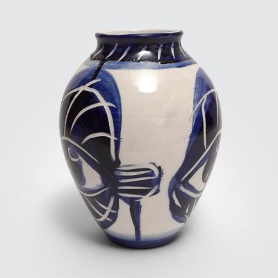 Charles Brun Theremin 3 FISHES Glazed ceramic vase