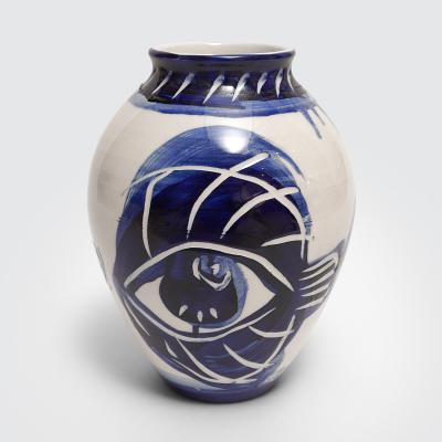 Charles Brun Theremin 3 FISHES Glazed ceramic vase