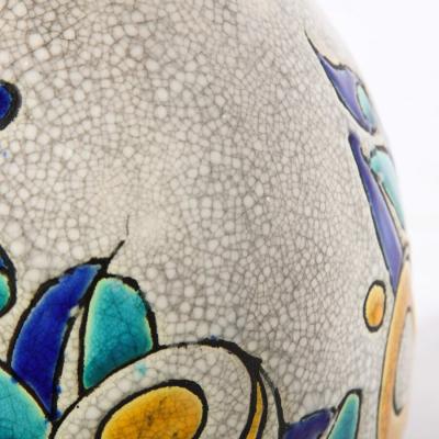 Charles Catteau Art Deco Cubic Floral Ceramic Vase by Charles Catteau for Boch Freres Keramis