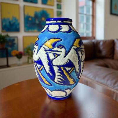 Charles Catteau Charles Catteau for Boch Fr res Keramis Stylized Pelican Vase circa 1924 25
