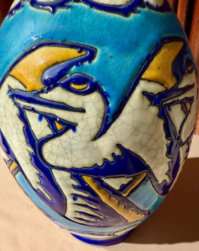 Charles Catteau Charles Catteau for Boch Fr res Keramis Stylized Pelican Vase circa 1924 25
