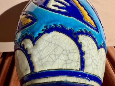 Charles Catteau Charles Catteau for Boch Fr res Keramis Stylized Pelican Vase circa 1924 25