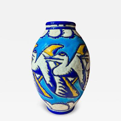 Charles Catteau Charles Catteau for Boch Fr res Keramis Stylized Pelican Vase circa 1924 25