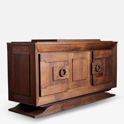 Charles Dudouyt 1940s French Oak Geometric Sideboard