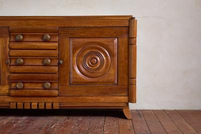 Charles Dudouyt 1940s French Oak Sideboard