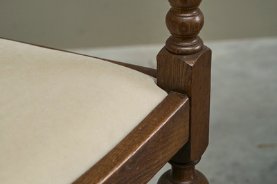 Charles Dudouyt Beautiful Set of 4 French Chairs in Solid Oak and Velvet 1940s