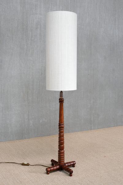 Charles Dudouyt Charles Dudouyt Attributed Floor Lamp in Turned Oak France 1950s