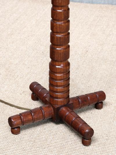 Charles Dudouyt Charles Dudouyt Attributed Floor Lamp in Turned Oak France 1950s