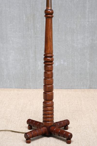 Charles Dudouyt Charles Dudouyt Attributed Floor Lamp in Turned Oak France 1950s