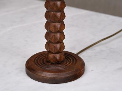 Charles Dudouyt Charles Dudouyt Attributed Table Lamp Oak with Tapered Shade France 1950s