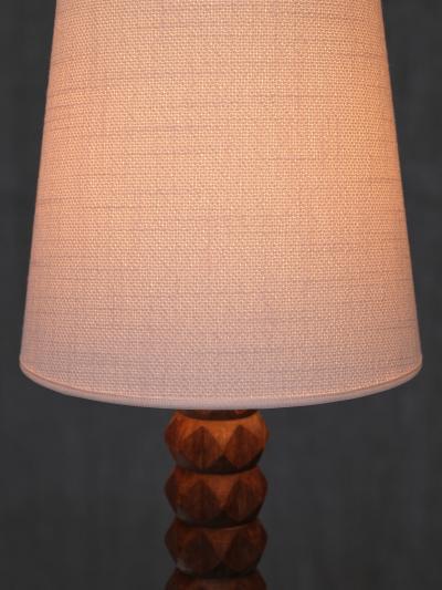 Charles Dudouyt Charles Dudouyt Attributed Table Lamp Oak with Tapered Shade France 1950s