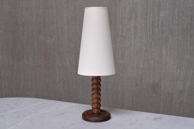 Charles Dudouyt Charles Dudouyt Attributed Table Lamp Oak with Tapered Shade France 1950s