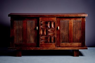 Charles Dudouyt Charles Dudouyt Brutalist Credenza in Oak Brass