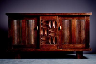Charles Dudouyt Charles Dudouyt Brutalist Credenza in Oak Brass