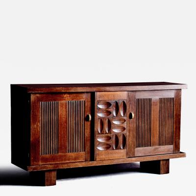 Charles Dudouyt Charles Dudouyt Brutalist Credenza in Oak Brass