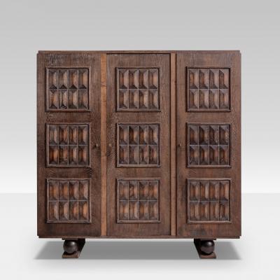 Charles Dudouyt Charles Dudouyt Cerused Oak Tall Cabinet