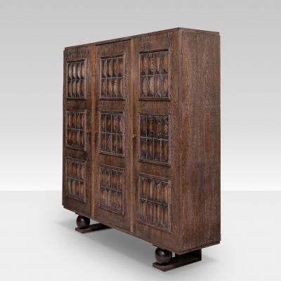 Charles Dudouyt Charles Dudouyt Cerused Oak Tall Cabinet