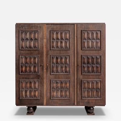 Charles Dudouyt Charles Dudouyt Cerused Oak Tall Cabinet