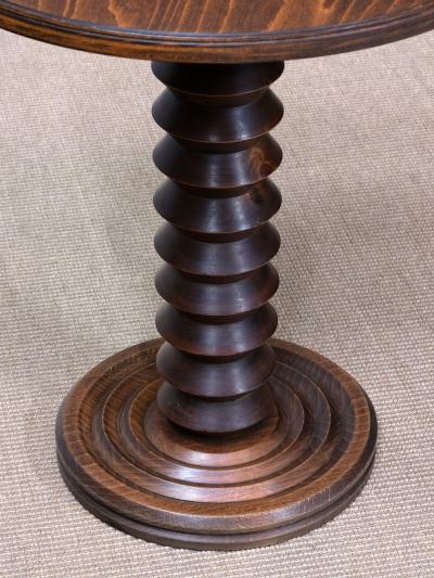 Charles Dudouyt Charles Dudouyt Round Side Table in Solid Oak Wood France Late 1940s