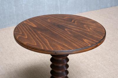 Charles Dudouyt Charles Dudouyt Round Side Table in Solid Oak Wood France Late 1940s