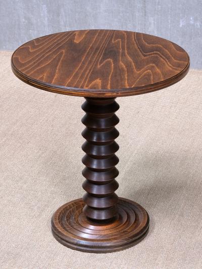 Charles Dudouyt Charles Dudouyt Round Side Table in Solid Oak Wood France Late 1940s