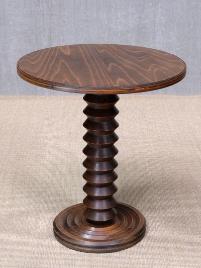 Charles Dudouyt Charles Dudouyt Round Side Table in Solid Oak Wood France Late 1940s